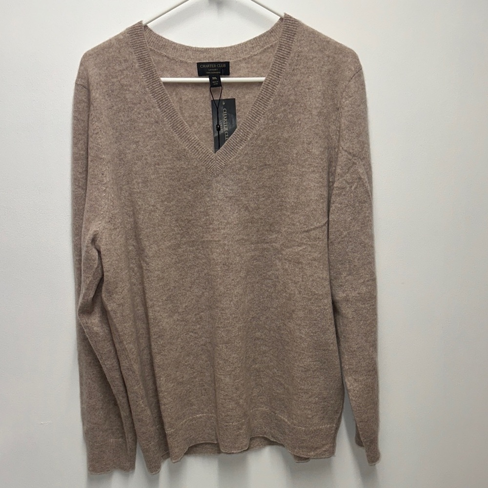 Charter Club Beige V-Neck Pullover